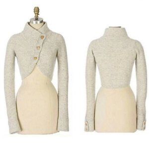 Charlie & Robin Anthropologie Cropped Bolero Beige Wool Cropped Sweater